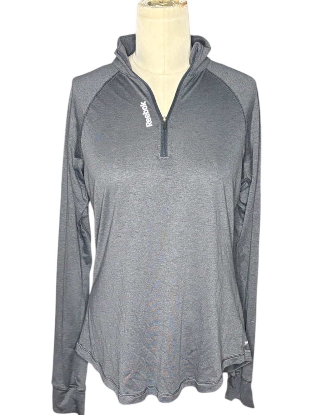 Reebok Gray Quarter Zip Pullover Athletic Pullover